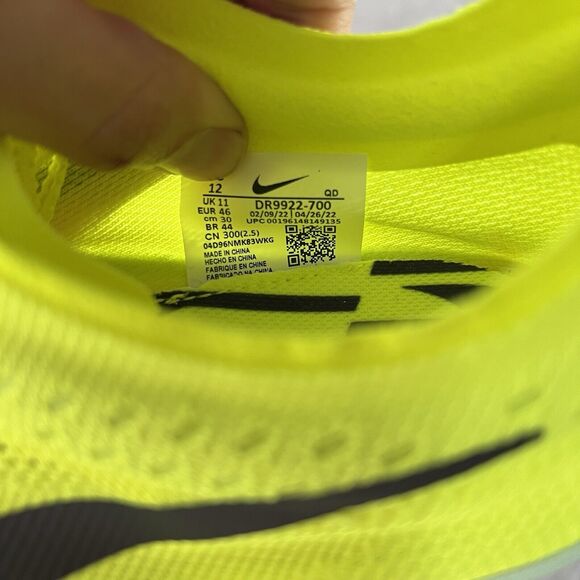 Nike ZoomX Dragonfly Mens 12 Yellow Track & Field Volt Distance Spikes Shoes